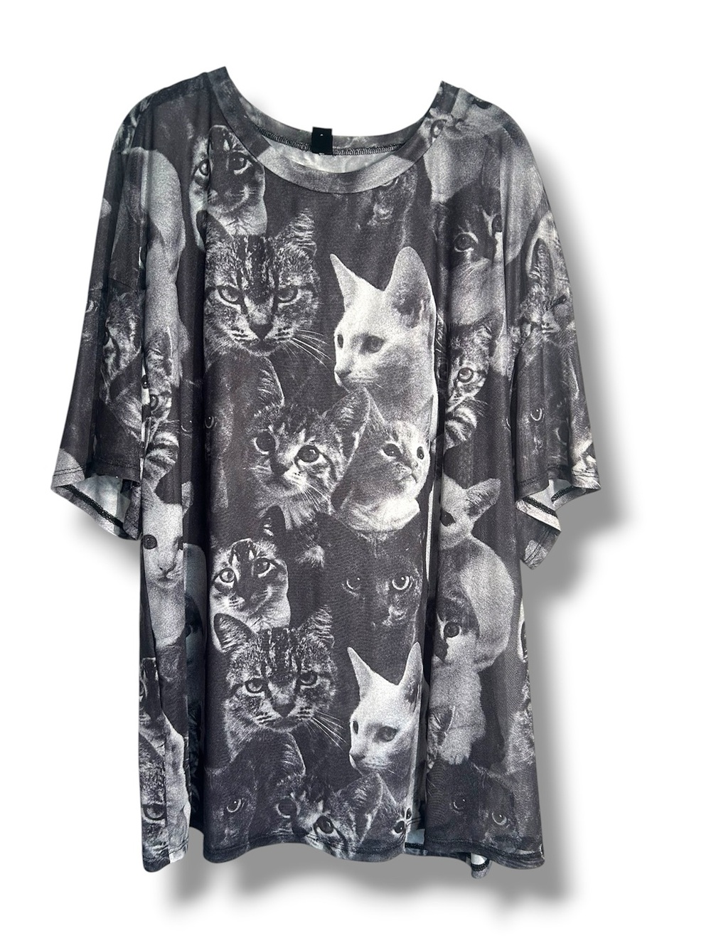 Sheer Mesh Cat Print Tee 3X